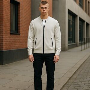 Chaps Men's Full-Zip Cardigan Sweater White Size‎ M Casual